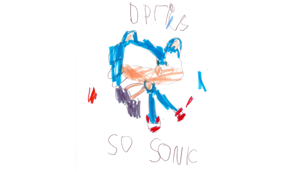 Drawing by Darius of Sonic the Hedgehog, submitted by his very proud Nana
