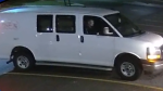 A white cargo van is captured fleeing the scene of a break-in in Barrie, Ont., police say. (Barrie Police Services)