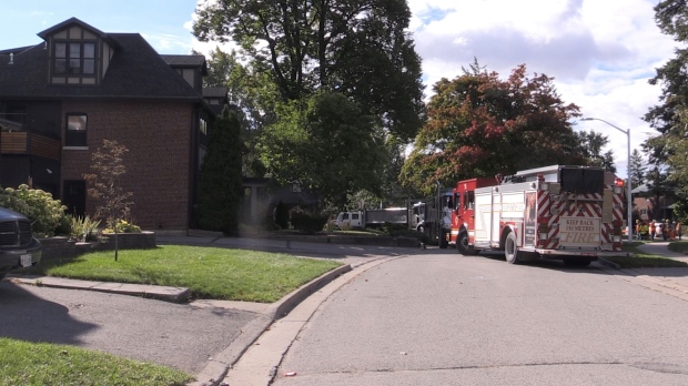 Firefighters respond to a gas leak on Windsor Crescent in London on Sept. 29, 2022. (Daryl Newcombe/CTV News London)