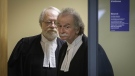 Guy Poupart, right, and Pierre Poupart, lawyers representing Adele Sorella, leave a consulting room at the courthouse in Laval, Que., Tuesday, Jan. 29, 2019. THE CANADIAN PRESS/Peter McCabe Peter Mccabe