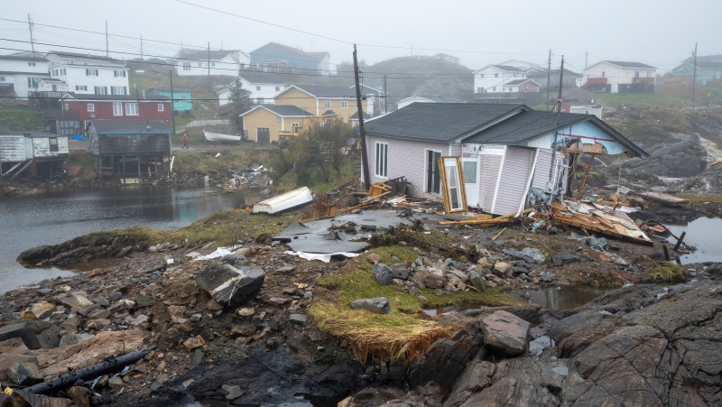 Destroyed houses and rubble following hurricane Fiona in Burnt Island, Newfoundland and Labrador on Tuesday September 27, 2022.  THE CANADIAN PRESS/Frank Gunn
