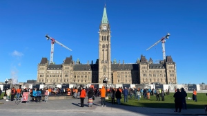 People gather on Parliament Hill for the "Remember Me: A National Day of Remebrance" event, marking the second National Day for Truth and Reconciliation. (Josh Pringle/CTV News Ottawa) 