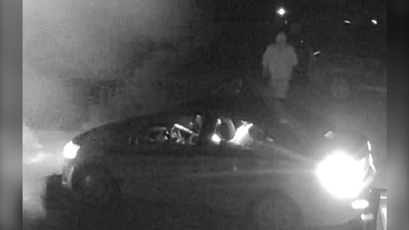 Police are asking for help from the public in identifying the vehicle and suspects captured on video surveillance. (Source: Manitoba RCMP)