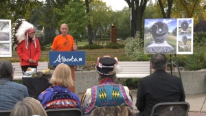 Indigenous artist Stewart Steinhauer describes the symbolism behind his sculpture that will honour residential school survivors and the children attending them that never returned home (CTV News Edmonton/Brandon Lynch). 