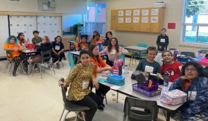 Grade 6 students at Queen Elizabeth II Public School enjoying a their nutrition break in their classroom on  the National Day for Truth and Reconciliation before the school's Terry Fox Run. (Daniel Bertrand/CTV News Northern Ontario)