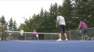 People play pickleball on the new court in Mallorytown, Ont. (Nate Vandermeer/CTV News Ottawa)