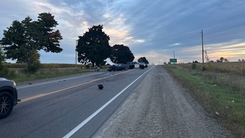 A crash involving a motorcycle and two other vehicles on Friday night just outside Guelph left the motorcycle operator dead.