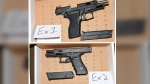 Peel Regional Police have released images of firearms collected from the scene after a 17-hour standoff at a medical building in Mississauga on Sept. 30, 2022. 