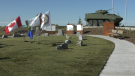 The new LAV III monument in Morinville, Alta., pays tribute to the past, present and future military members. (CTV News Edmonton/Brandon Lynch)