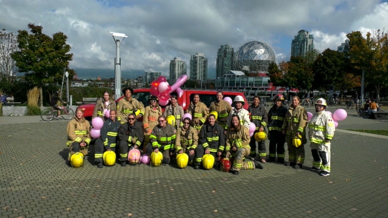 Jenn Dawkins and several other female firefighters participated in the virtual CIBC Run for the Cure in 2021. This year, they returned to participate in the in-person event. This file photo is from the 2021 event.