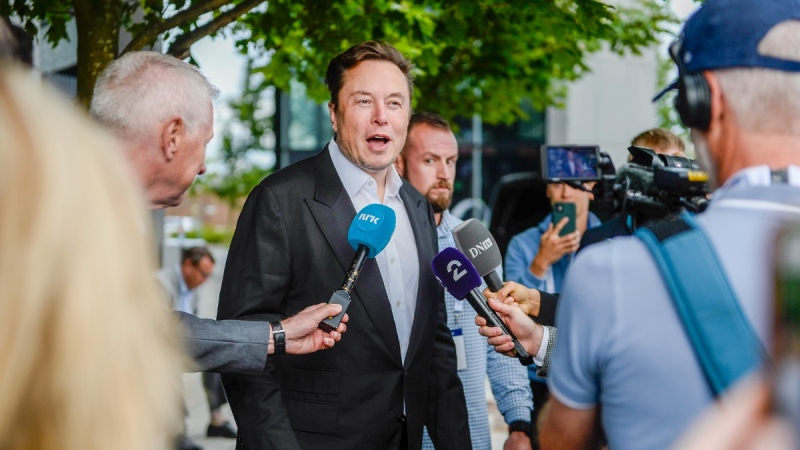 Tesla founder Elon Musk arrives to attend the ONS (Offshore Northern Seas) fair on sustainable energy in Stavanger, Norway, Aug. 29, 2022. (Carina Johansen/NTB Scanpix via AP)