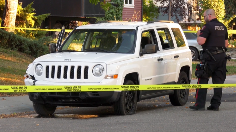 An 18-year-old man was hit in the leg when shots were fired at the Jeep he was in Sunday evening in the southeast neighbourhood of Southview. 