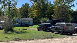Police are investigating after a disturbance call to a home at Oneida Nation of the Thames First Nation. Oct. 3, 2022. (Bryan Bicknell/CTV News London)