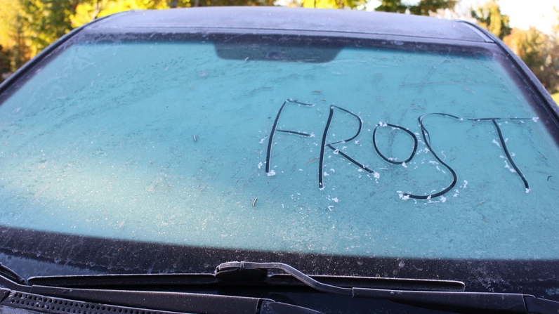 Frost is seen on the windshield of a vehicle in Watson Settlement, N.B., on Oct. 3, 2022. (Submitted: Tammey McLean)
