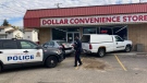 At least one vehicle crashed into a northeast Edmonton convenience store on Oct. 3, 2022. (Brandon Lynch/CTV News Edmonton)