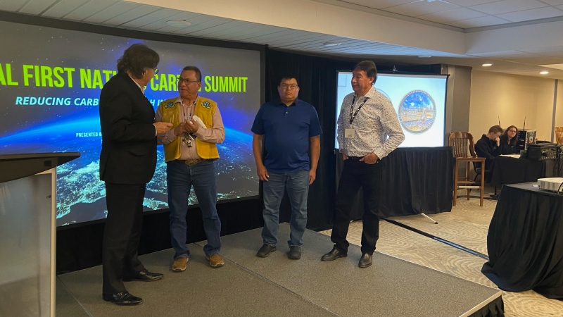 Day Star First Nation, Neekaneet First Nation and Cote Nation partnered with Carbon RX Inc. as part of their Carbon Capture credit program during the Global First Nations Carbon Summit. (Donovan Maess/CTV News)