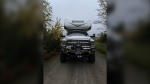 Police say three suspects stole a truck and camper early Saturday morning, which was later found near the intersection of Highway 16 and 50 with one of the victims still inside. (Source: Manitoba RCMP)
