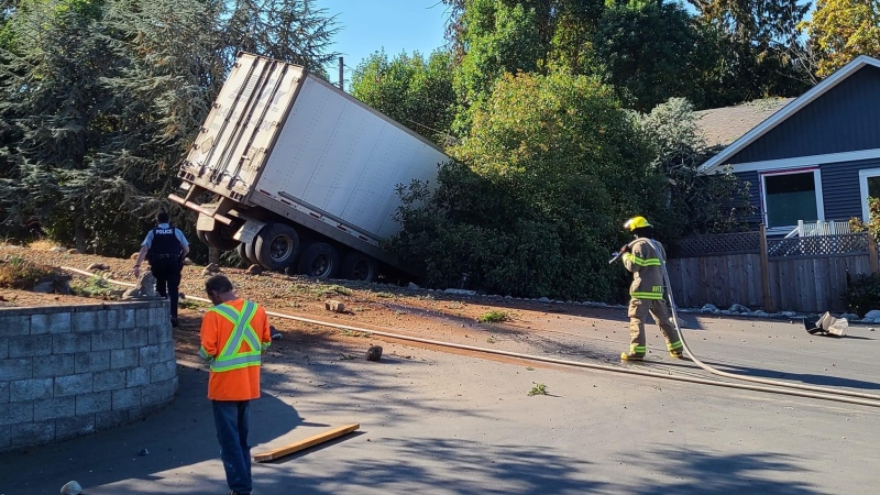 The driver was airlifted to hospital in Vancouver but according to Oceanside RCMP he did not suffer any serious injuries from the crash. (CTV News)
