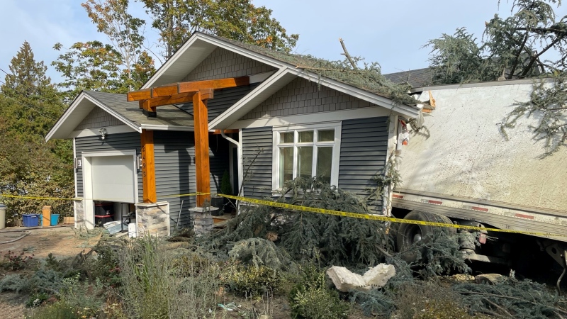 The house is pictured on Tuesday, Oct. 4, one day after the crash. (CTV News)