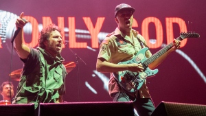 Zack de la Rocha, left, and Tom Morello of Rage Against the Machine perform during the Festival d'Ã©tÃ© de QuÃ©bec on Saturday July 16, 2022, in Quebec City. (Photo by Amy Harris/Invision/AP)