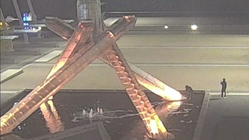 Security video shows vandalism of Olympic cauldron