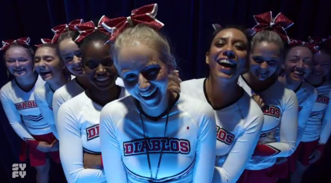 "Bring It On: Cheer or Die" tells the story of a cheer squad practicing at an abandoned school over Halloween weekend, when an unknown killer starts to take them down one by one. (Source: YouTube/SYFY)
