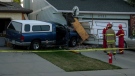 Officials are investigating the cause of a crash where a truck struck two homes in Signal Hill.