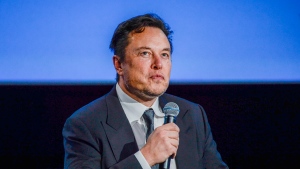 Tesla founder Elon Musk speaks at the ONS (Offshore Northern Seas) fair on sustainable energy in Stavanger, Norway, Monday, Aug. 29, 2022. (Carina Johansen/NTB Scanpix via AP) 