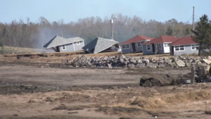 Beachfront properties near the rural community of Brule, N.S., have been damaged by post-tropical storm Fiona.