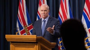 B.C. Premier John Horgan addresses the media on Feb. 8, 2022. (B.C. government/Flickr)
