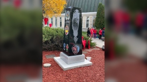 The new monument in West St. Paul to honour MMIWG2S. (Source: Jamie Dowsett/CTV News)