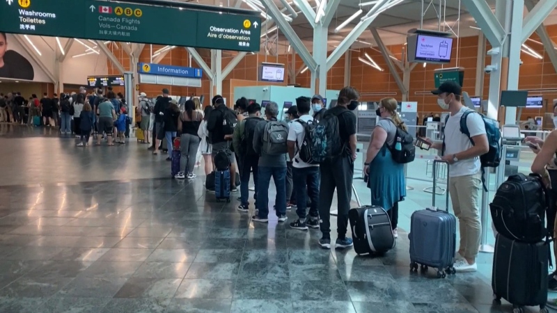 Staffing issues were blamed for massive lineups at YVR airport in August 2022. 