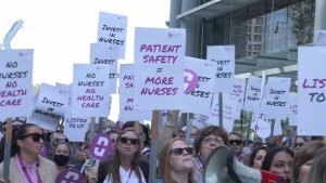 Hundreds of nurses took to the streets of downtown Vancouver Wednesday to call attention to what they say is a health-care system in crisis. (CTV)