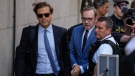 Kevin Spacey, centre, arrives at the Old Bailey, in London, on July 14, 2022. (Frank Augstein / AP)