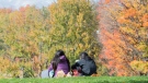 People are shown on Mount Royal on a mild fall day in Montreal, Sunday, Oct. 17, 2021. THE CANADIAN PRESS/Graham Hughes