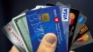 Credit cards are displayed in Montreal, Dec. 12, 2012. THE CANADIAN PRESS/Ryan Remiorz