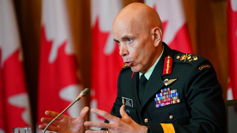Chief of the Defence Staff General Wayne Eyre speaks in Ottawa on Monday, May 30, 2022. THE CANADIAN PRESS/Sean Kilpatrick