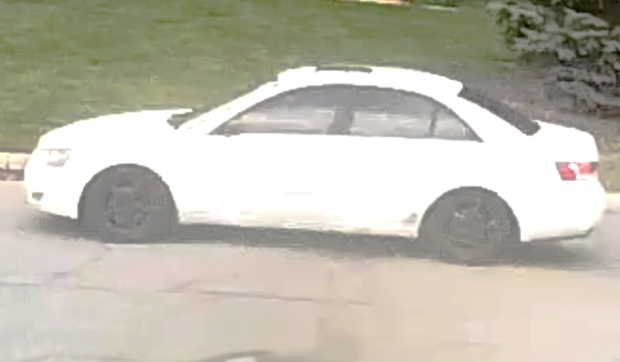 This is the vehicle police say was used during the shooting, a 2007, white, four-door Hyundai Sonata. It has been seized as detectives have applied for and been granted a search warrant for the vehicle. (Supplied)
