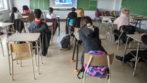 High school students at Marymount Academy International attend class Tuesday, November 17, 2020 in Montreal. THE CANADIAN PRESS/Ryan Remiorz