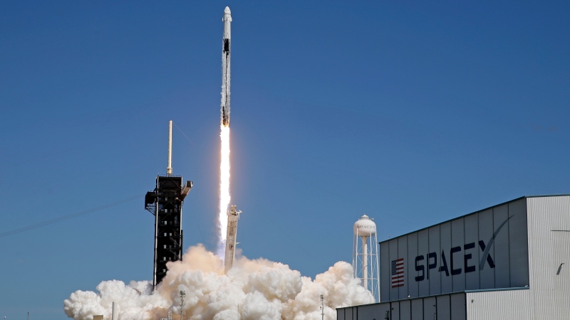 A SpaceX Falcon 9 rocket carrying a Crew Dragon capsule lifts off from Pad 39A at the Kennedy Space Center at the Kennedy Space Center in Cape Canaveral, Fla., Wednesday, Oct. 5, 2022, for a mission to the International Space Station. (AP Photo/Terry Renna)