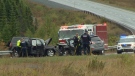 A two-vehicle crash on Nova Scotia Highway 103 is seen on Oct. 6, 2022. (Valentine Nkengbeza/CTV)