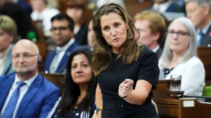 Minister of Finance Chrystia Freeland speaks during question period in the House of Commons on Parliament Hill in Ottawa, Thursday, Oct. 6, 2022. THE CANADIAN PRESS/Sean Kilpatrick