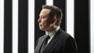 Elon Musk, Tesla CEO, attends the opening of the Tesla factory Berlin Brandenburg in Gruenheide, Germany, March 22, 2022. (Patrick Pleul/Pool via AP)