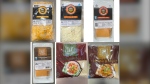 This combination photo shows the cheeses affected by the CFIA's recall over listeria risk. (Canadian Food Inspection Agency)