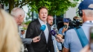 Tesla CEO Elon Musk arrives to attend the ONS (Offshore Northern Seas) fair on sustainable energy in Stavanger, Norway, Monday, Aug. 29, 2022. (Carina Johansen/NTB Scanpix via AP)