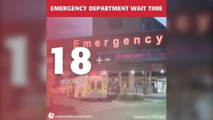 LHSC is warning people of hours long waits at its emergency departments as of Oct. 6, 2022. (Source: LHSC/Twitter)