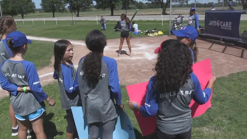 Girls from High Park Public School in Sarnia, Ont. participating in the Girls at Bat program. (Source: Submitted)