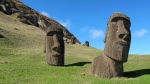FILE - Statues of heads known as 'Moais' stand at Rano Raraku, the quarry on Easter Island or Rapa Nui, Chile, on August 2012. (Karen Schwartz / AP)
