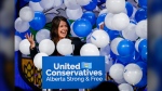 Danielle Smith celebrates after being chosen as the new leader of the United Conservative Party and next Alberta premier in Calgary, Alta., Oct. 6.(THE CANADIAN PRESS/Jeff McIntosh)