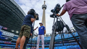 Toronto Blue Jays pitcher Jordan Romano (68) is photographed following practice, ahead of the team's wildcard series matchup against the Seattle Mariners in Toronto, Thursday, Oct. 6, 2022. THE CANADIAN PRESS